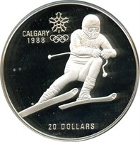 Silver 1985 Calgary Canada 1988 Olympic $20 Coin