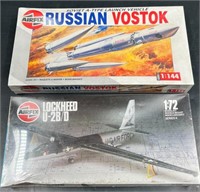 2 Vintage Airfix Model Airplane Kits - Vostok +