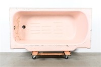Vintage Pink Enameled Cast Iron Bathtub