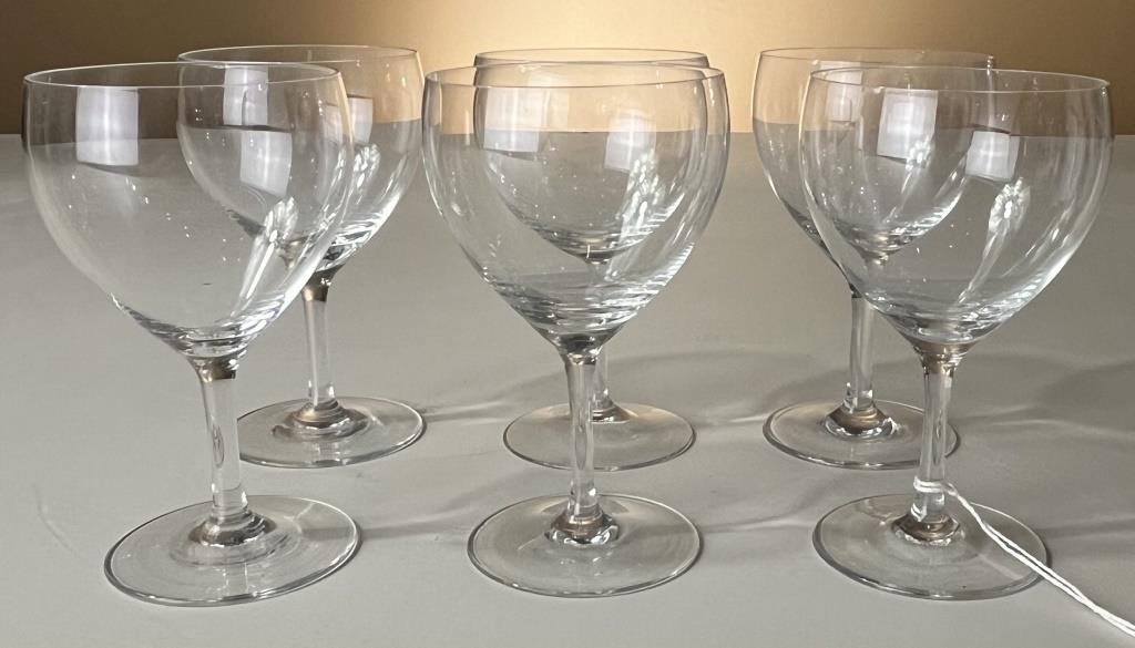 6 Small Crystal Wine Glasses