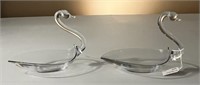 Mid Century Glass Swan Bowls