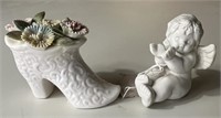 Porcelain Shoe With Small White Cherub
