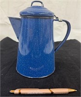 Vintage Blue Enamel Coffee Pot