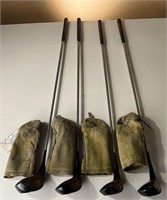 4 Toney Penna Persimmon Clubs With Leather