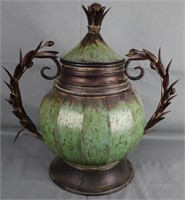 Large Metal Decorative Lidded Pot