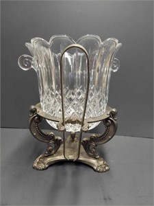 Crystal Ice bucket and Godinger Silver Stand