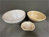 2 Antique Mixing Bowls & A Butter Mold