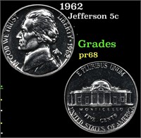 Proof 1962 Jefferson Nickel 5c Grades GEM++ Proof