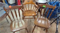 3 WOODEN KITCHEN TABLE CHAIRS