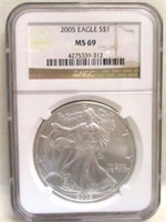 2005 SILVER EAGLE NGC MS69