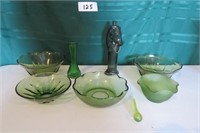 Vintage Green Glass w/ Bowls & More