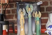 SET OF 3 PORCELAIN ANGELS W/ BOX