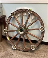 Wagon wheel chandelier, authentic antique wagon