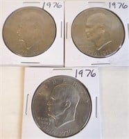 3 - 1976 Eisenhower Dollar Coins