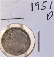 1951 D Roosevelt Silver Dime