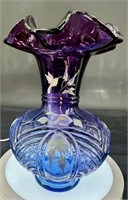 Fenton Mulberry Hp Ruffle Vase 1075/1250