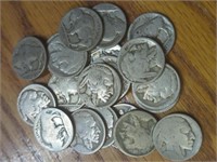 20 Buffalo nickels with no dates