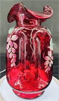 Beautiful Fenton Hp Cranberry Pinch Vase By D