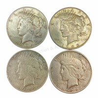 (4) 1925 & 1925-s U. S. Silver Peace Dollars