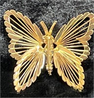 Vintage Gold Toned Butterfly Brooch