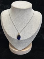 Sterling Silver (.925) necklace with sapphire