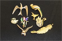 Assorted Pins & Brooches Featuring Birds