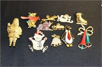 Assorted Brooches Featuring Christmas