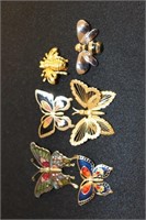 Assorted Brooches Featuring Butterflies & Bees