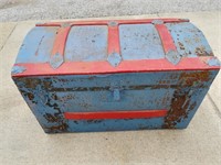 Blue & Red Painted Wood Chest