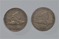 2 - 1858 Flying Eagle Cents Lg & Sm Letters