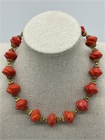 1950's Gold Tone Fancy Orange Agate Necklace