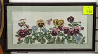 EMBROIDERED FLOWER ART 22.5"t X 12"w