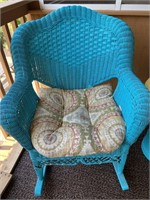 Blue wicker rocker