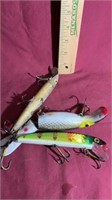 3 musky fishing lures