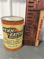 Penn-Eaton Motor Oil 5-quart can, no bottom