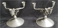 Pair of Max Reig hand-made pewter candlesticks