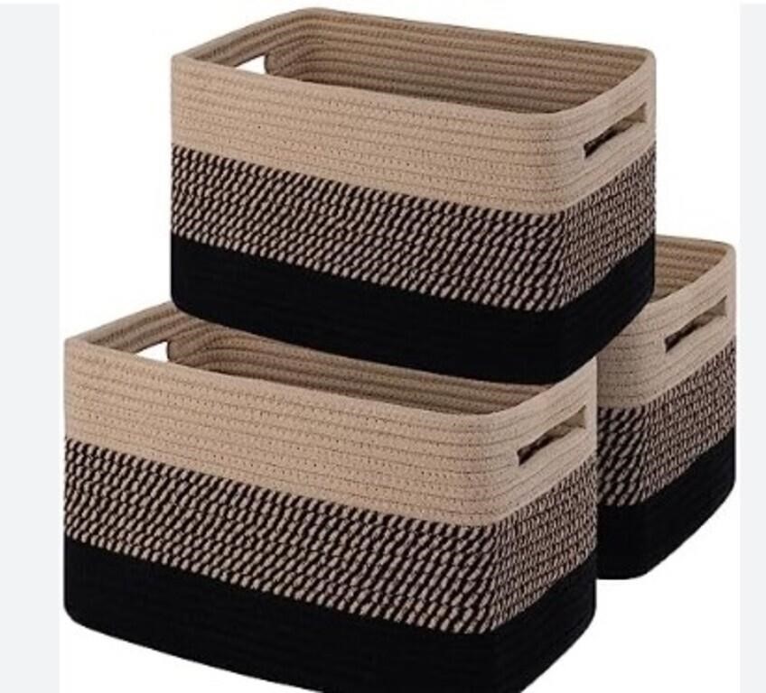 3 Pk  Storage Basket, Woven Baskets For