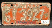 1974 KANSAS LICENSE PLATE