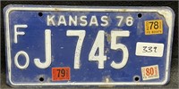 1976 KANSAS LICENSE PLATE