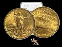 1922 MS 62 NGC $20 Gold Saint Gaudens