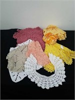 crochet doilies and a collar