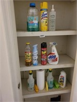 CABINET FULL OF CLEANING SUPPLIES, ETC.