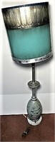 Painted Glass Lamp with Metal & Marble