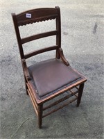 Wooden chair leather seat