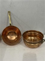 Flat of Copper Mixing Bowls and Strainer