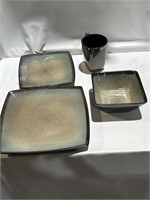 Square Stoneware Dinnerware Set of 4