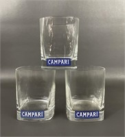 Three Vintage Campari Lowball Glasses