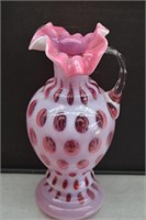 Fenton Cranberry Opalescent Ruffle Pitcher