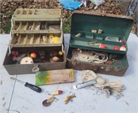 Two old tackle boxs & fishing gear.