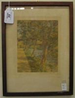 Framed Wallace Nutting of Copper Birches